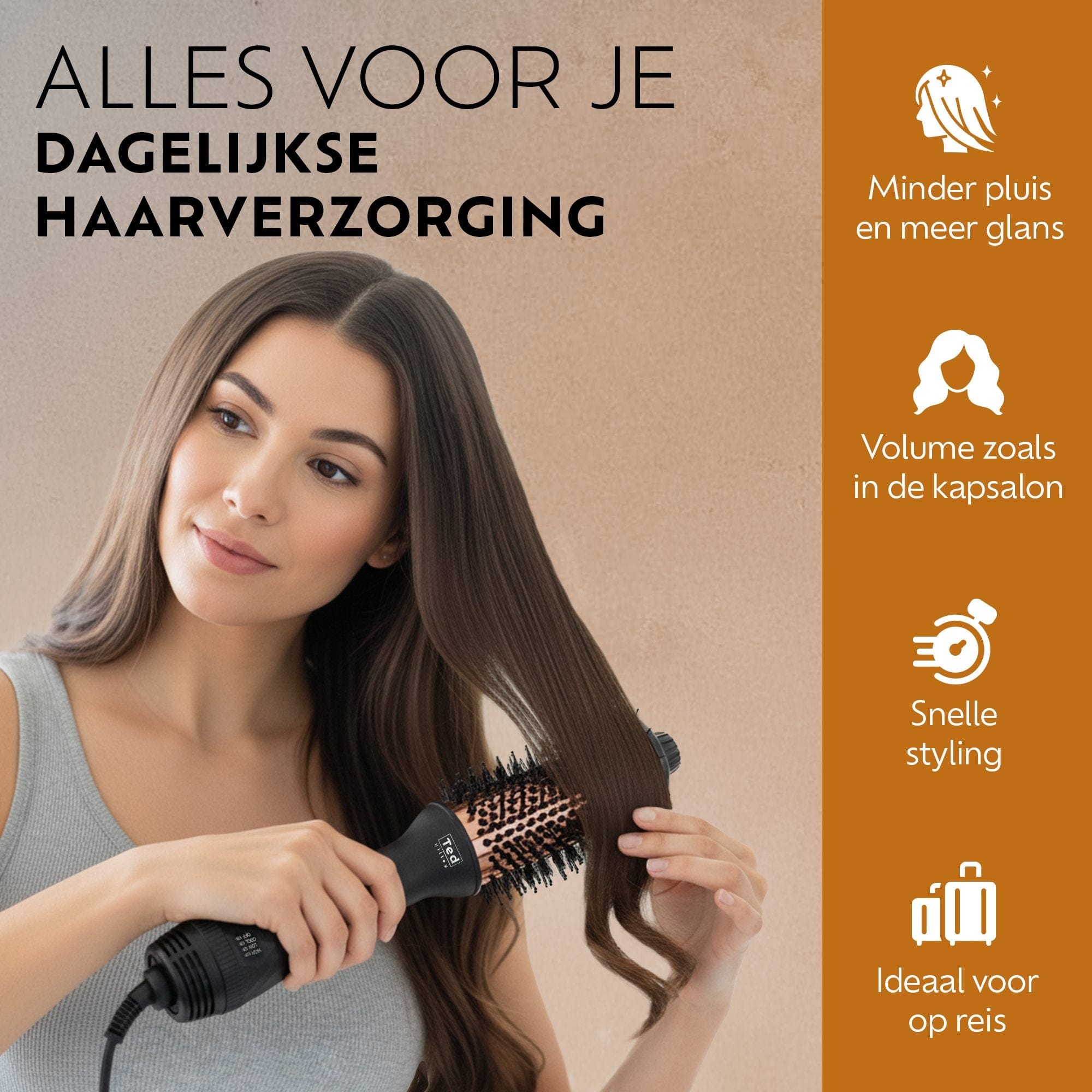 Ted Hilley DuoStyle™ Fohnborstel Titanium 2 in 1 - Drogen en Stylen Tegelijk