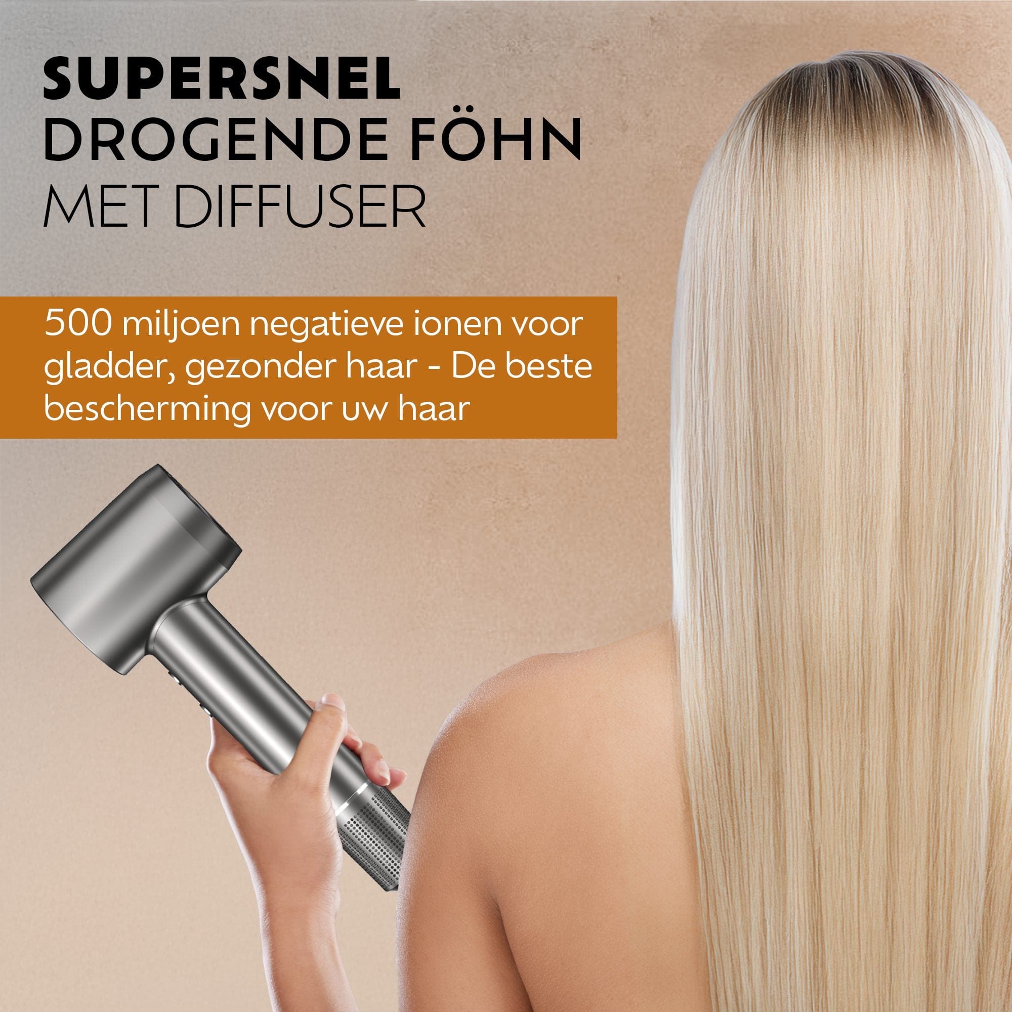 Ted Hilley Ionische Fohn - Beste Fohn 2025 (Krullenclub) met diffuser voor supersnel drogen en glanzend haar