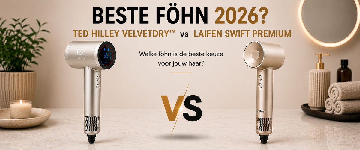 Ted Hilley VelvetDry en Laifen Swift Premium ionische föhns naast elkaar, vergelijking beste föhn 2026