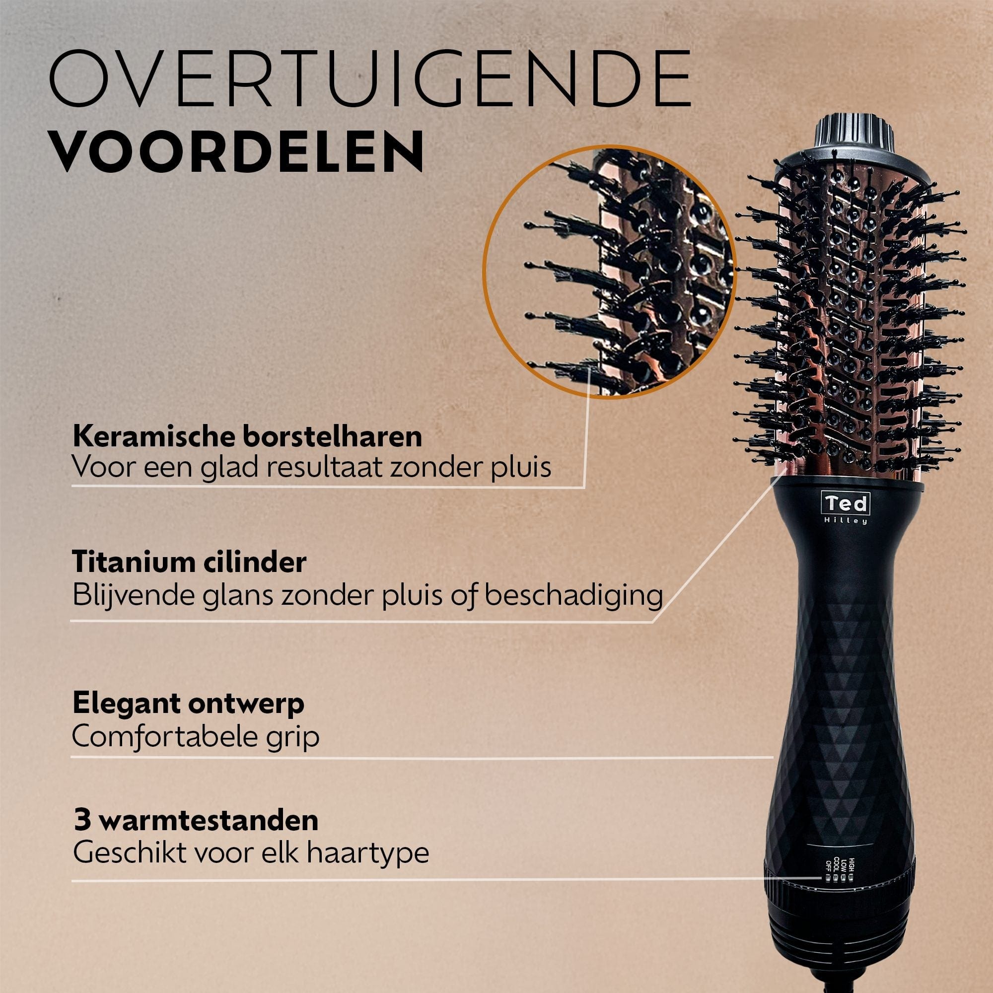 DuoStyle Fohnborstel Titanium 2 in 1 - Drogen en Stylen Tegelijk - Airstyler Warmteborstel