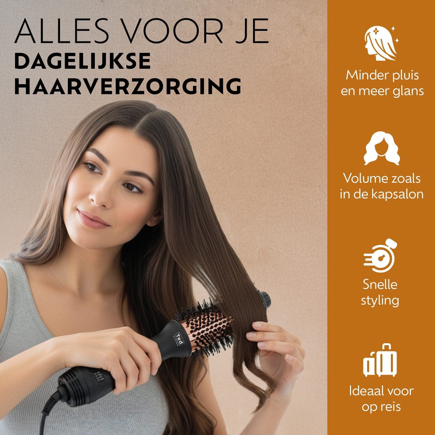 DuoStyle Fohnborstel Titanium 2 in 1 - Drogen en Stylen Tegelijk - Airstyler Warmteborstel