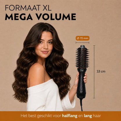 Ted Hilley DuoStyle grote föhnborstel voor lang (half)haar met XL-borstelkop van 70 mm voor extra volume.