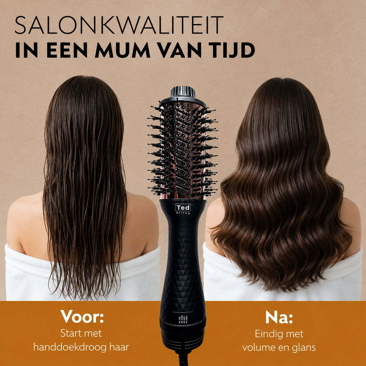 Ted Hilley DuoStyle™ Titanium 2 in 1 Föhnbürste - Trocknen und Stylen gleichzeitig - Warmluftbürste