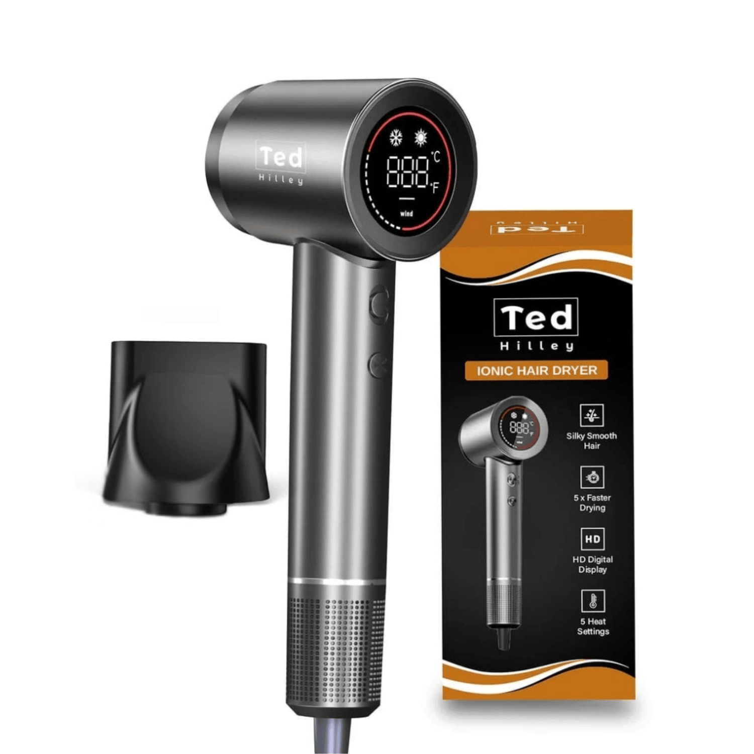 Ted Hilley VelvetDry™ Ionic Hair Dryer with Diffuser - Best Hair Dryer 2026 (Curls Club)
